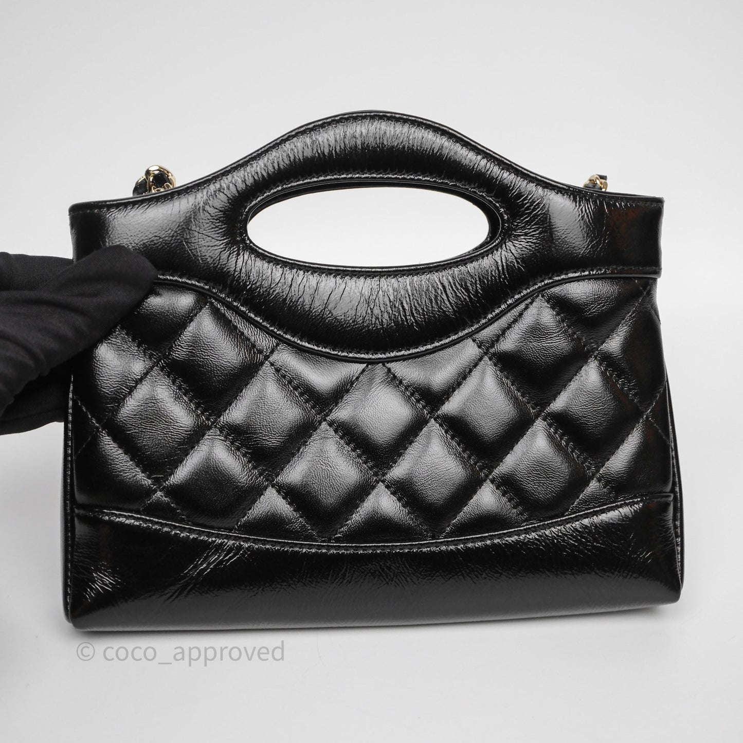 Chanel Nano 31 Black Shiny Lambskin Gold Hardware