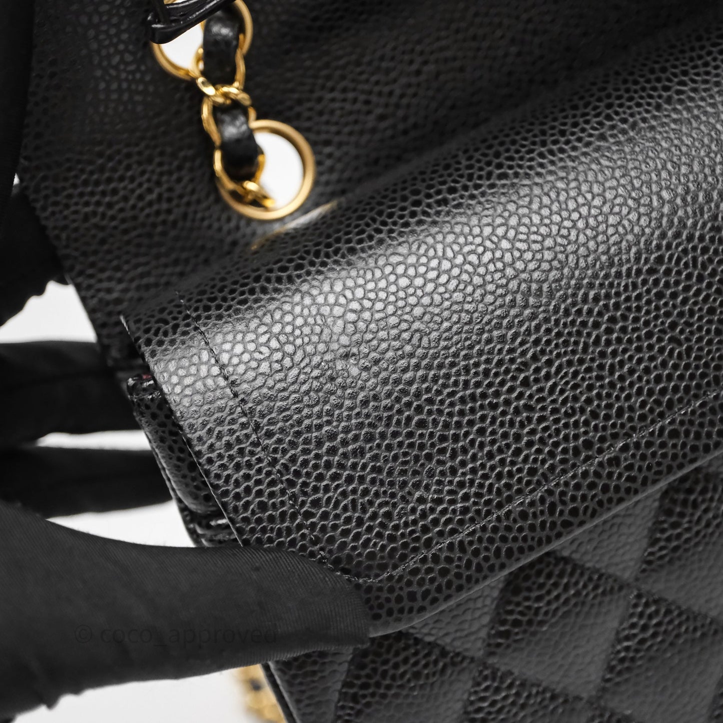 Chanel Classic M/L Medium Flap Quilted Black Caviar Gold Hardware