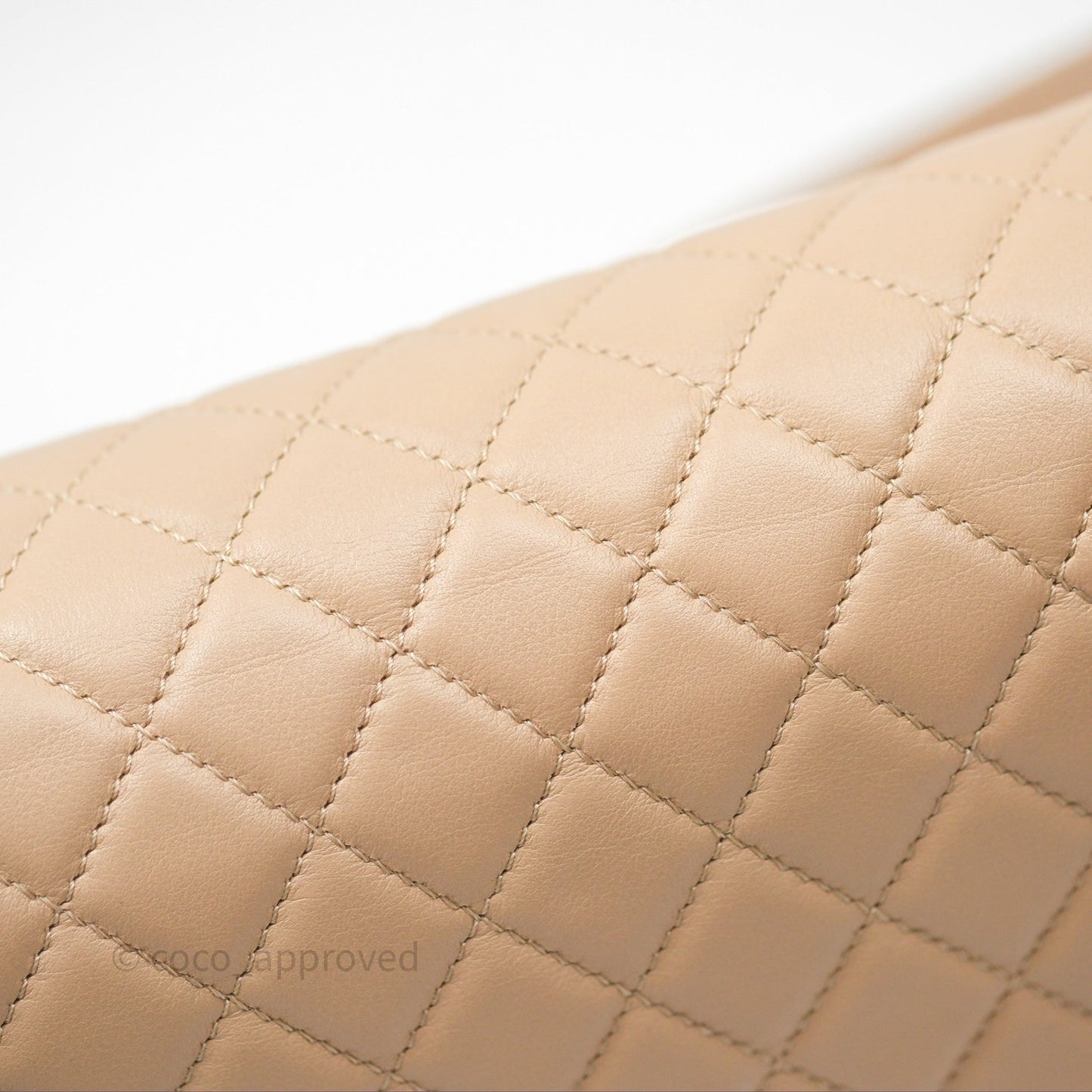 Chanel Boy Quilted Medium Beige Calfskin Gold Hardware