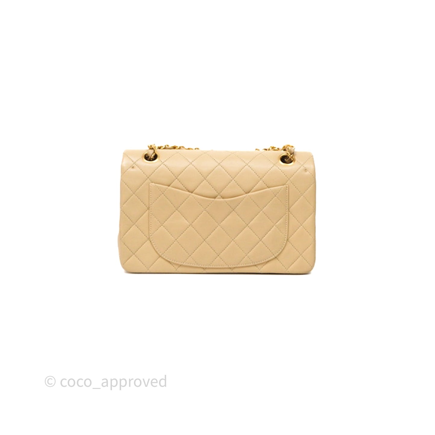 Chanel Vintage Small Classic Flap Beige Lambskin 24K Gold Hardware