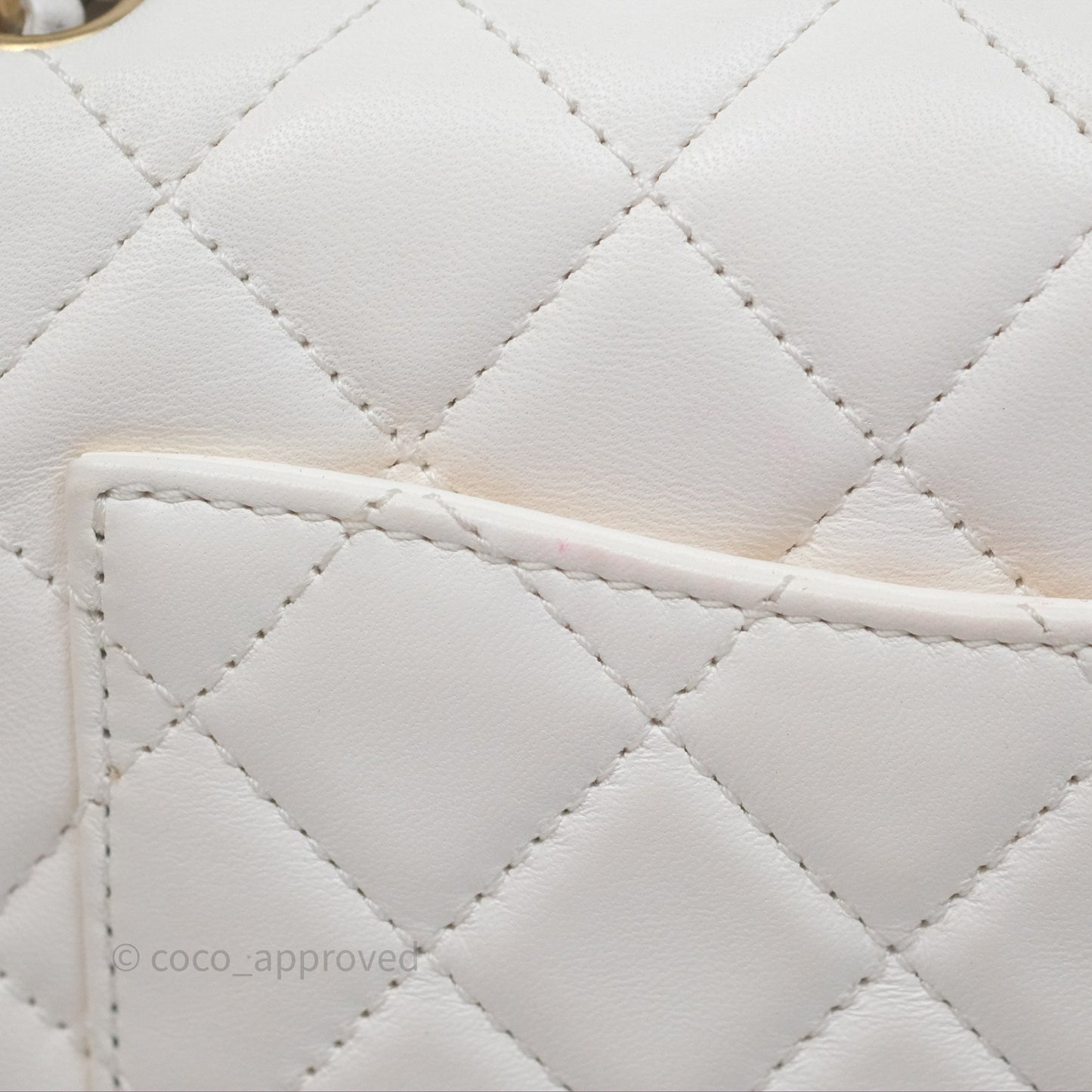 Chanel Mini Rectangular Pearl Crush Quilted White Lambskin Aged Gold Hardware