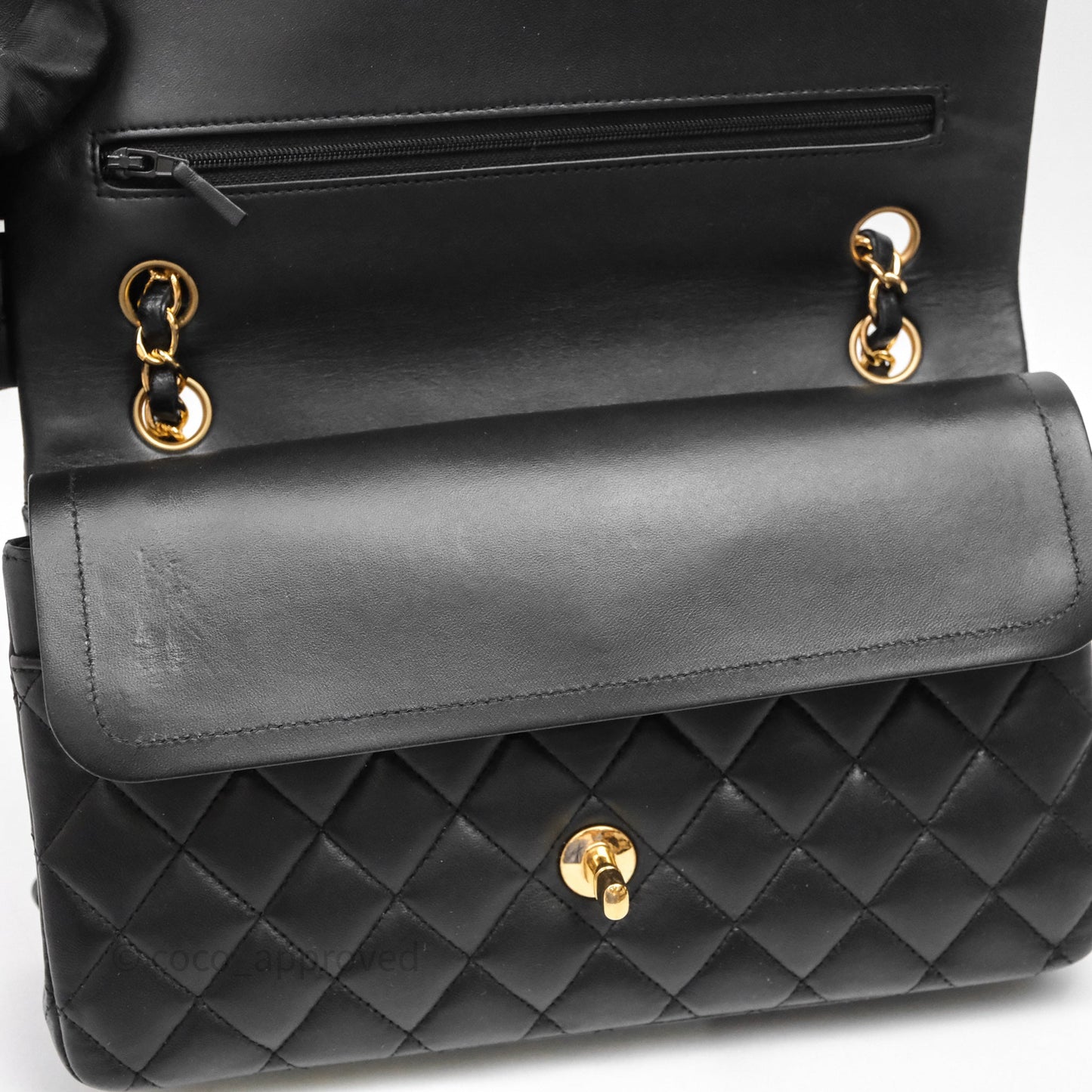Chanel Classic M/L Medium Flap Quilted Black Lambskin Gold Hardware