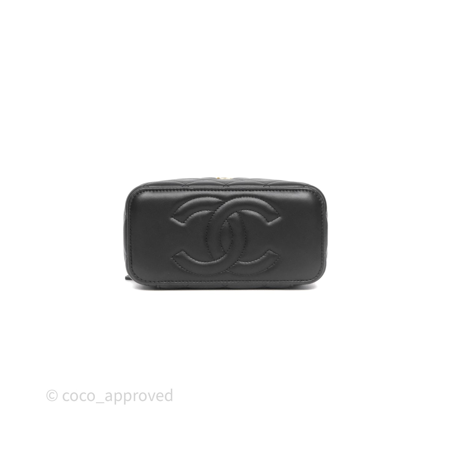 Chanel Vanity With Pearl Crush Chain Black Lambskin Aged Gold Hardware