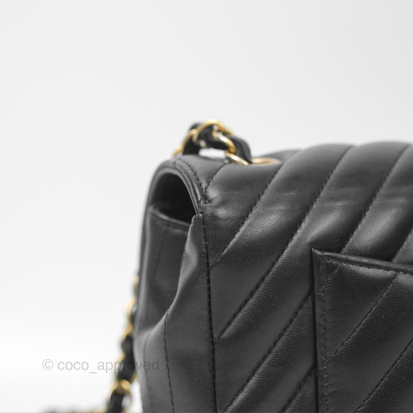 Chanel Chevron Mini Rectangular Black Lambskin Aged Gold Hardware