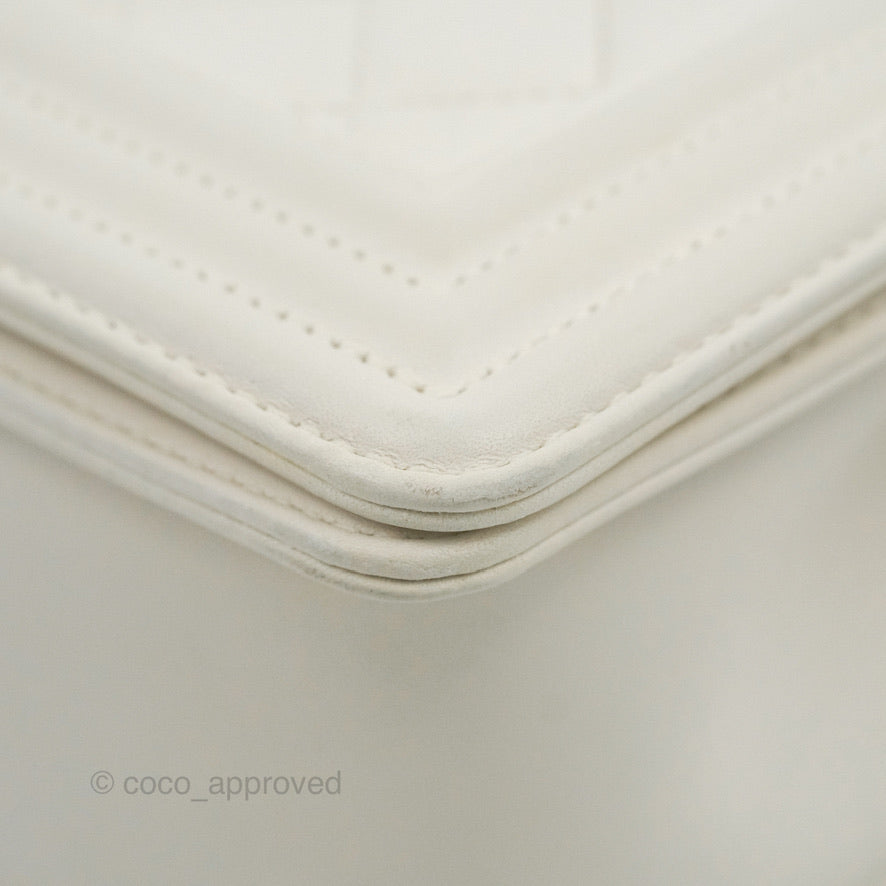 Chanel Medium Boy Bag White Calfskin Gold Hardware