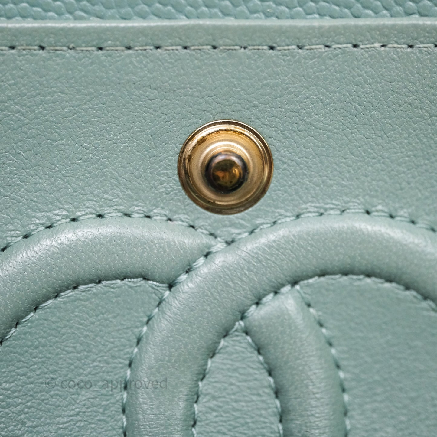 Chanel Small Quilted Classic Flap Tiffany Green Cavier Gold Hardware