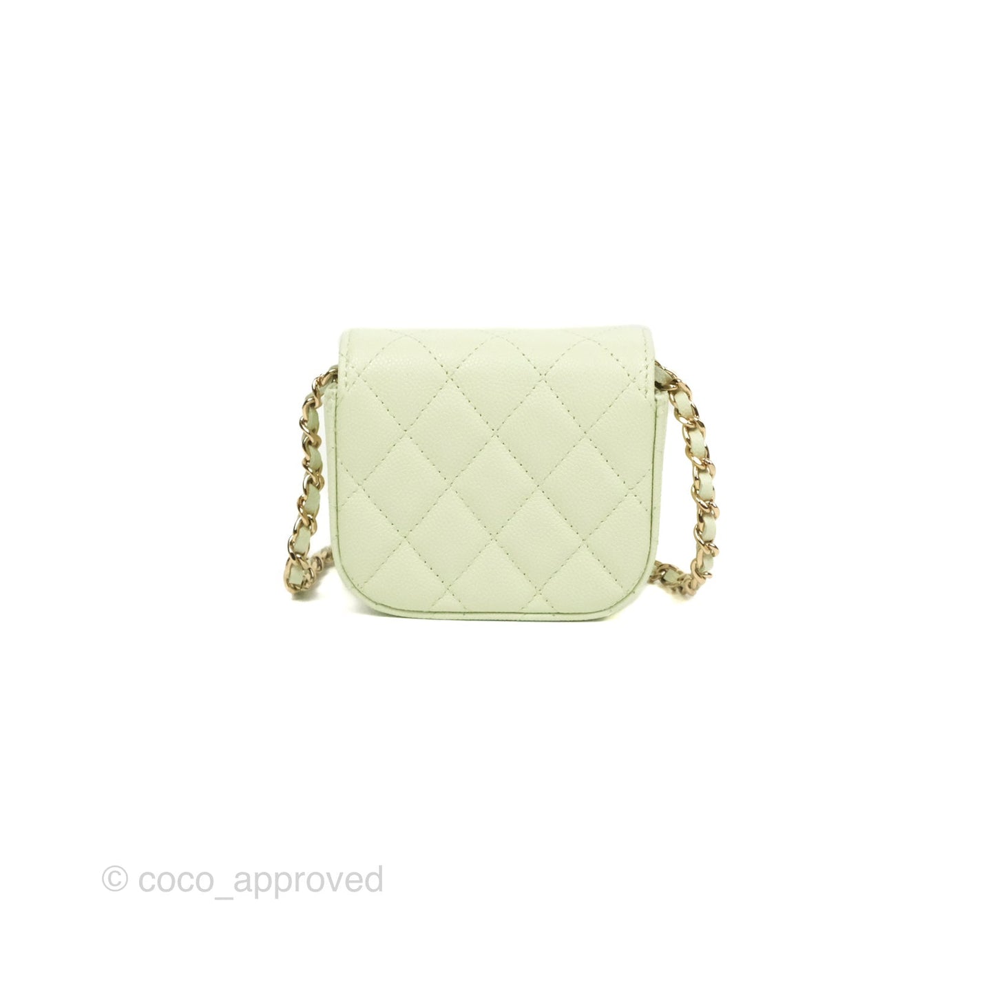 Chanel Mini Clutch With Chain Mint Green Caviar Gold Hardware 22C