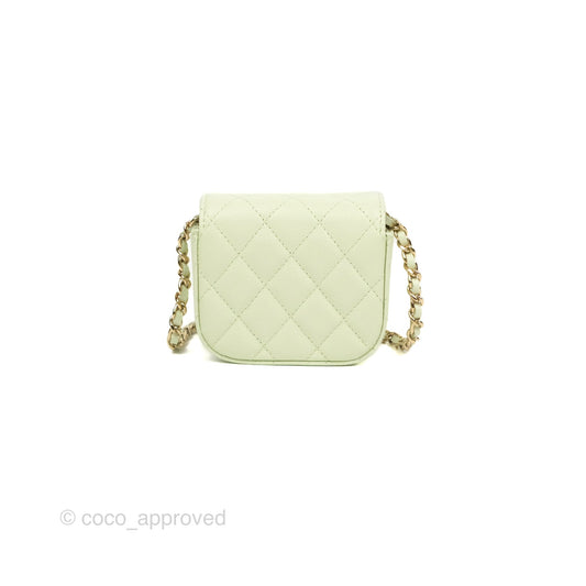 Chanel Mini Clutch With Chain Mint Green Caviar Gold Hardware 22C
