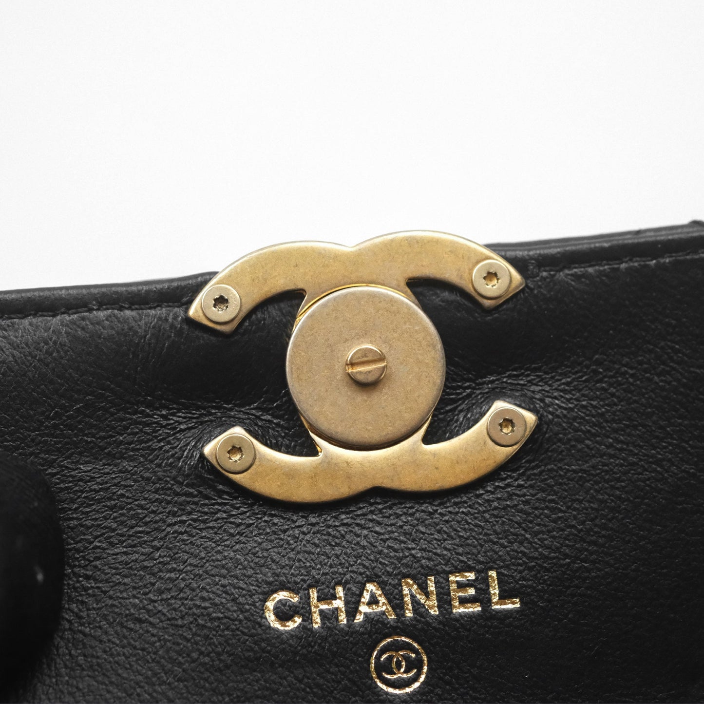 Chanel Mini Card Holder Belt Bag Black Lambskin Aged Gold Hardware
