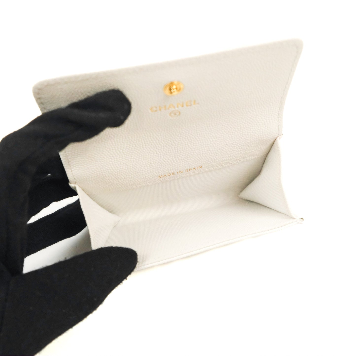 Chanel Quilted Flap Coco Casino Card Holder Caviar White Gold Hardware