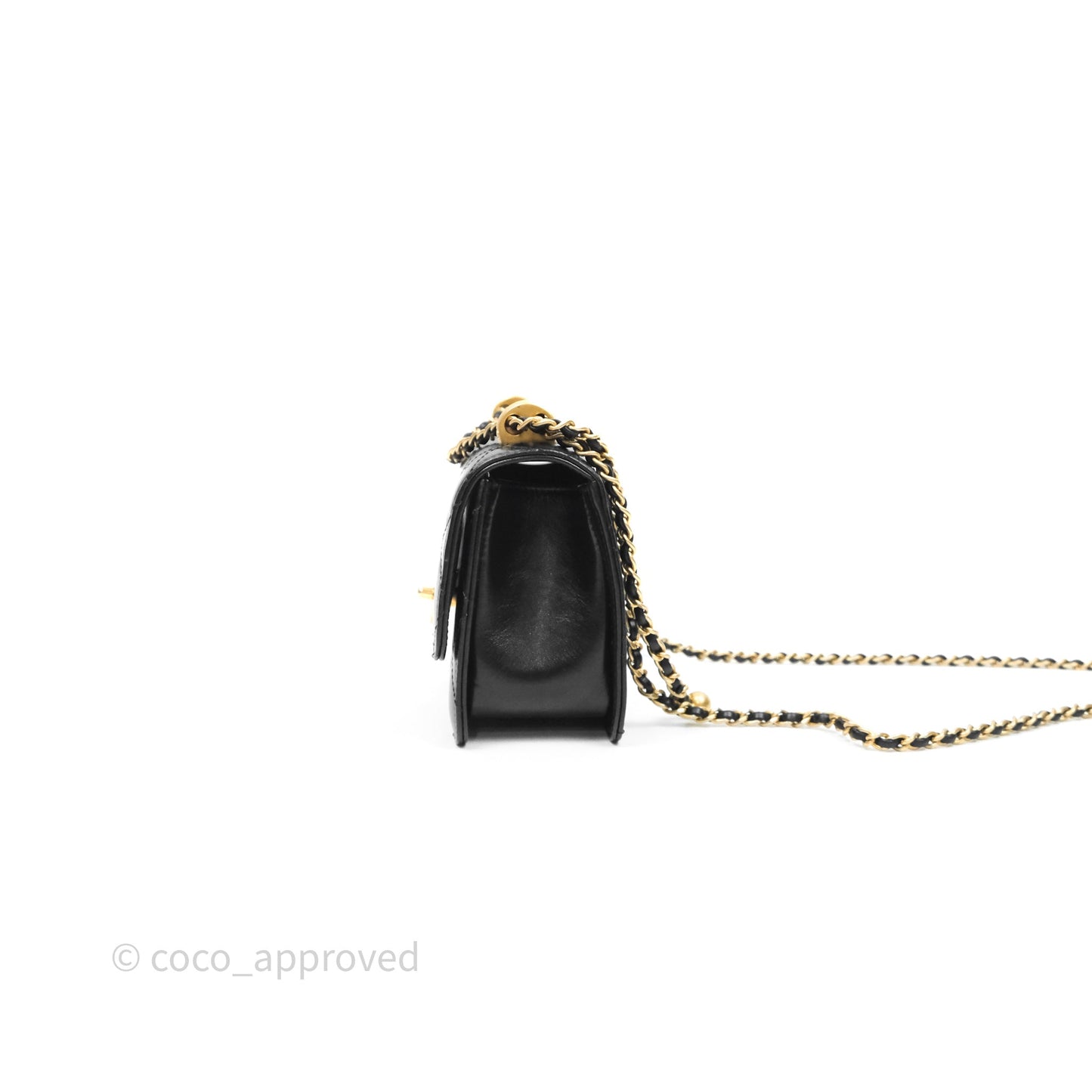 Chanel Mini Perfect Fit Adjustable Chain Black Calfskin Aged Gold Hardware