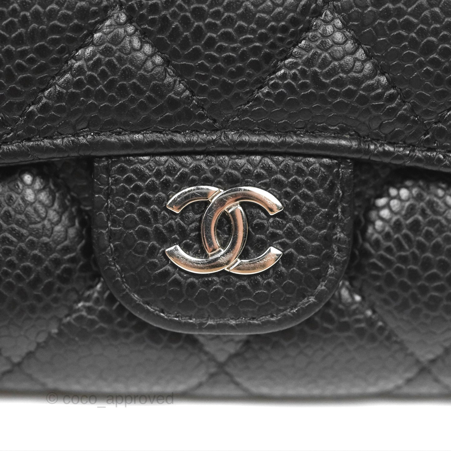 Chanel Quilted Flap Card Holder Black Caviar Silver Hardware