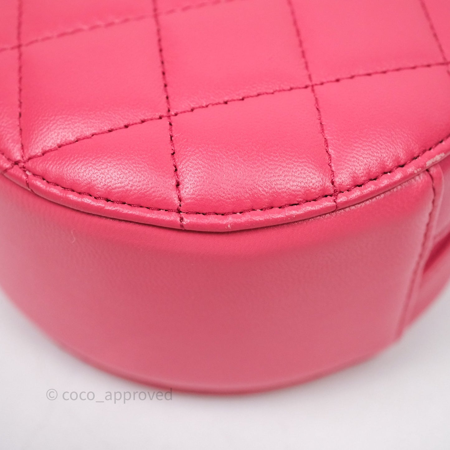 Chanel Quilted Round Clutch With Chain Dark Pink Lambskin Gold Hardware