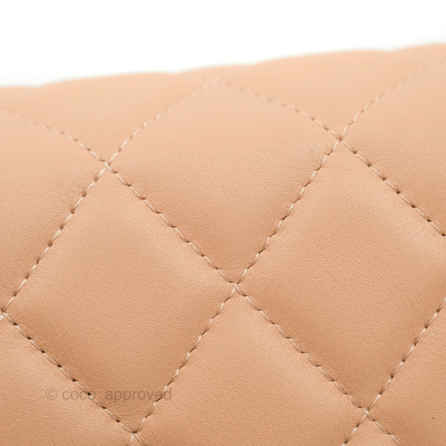 Chanel Clutch with Chain Beige Pink Calfskin Aged Gold Hardware