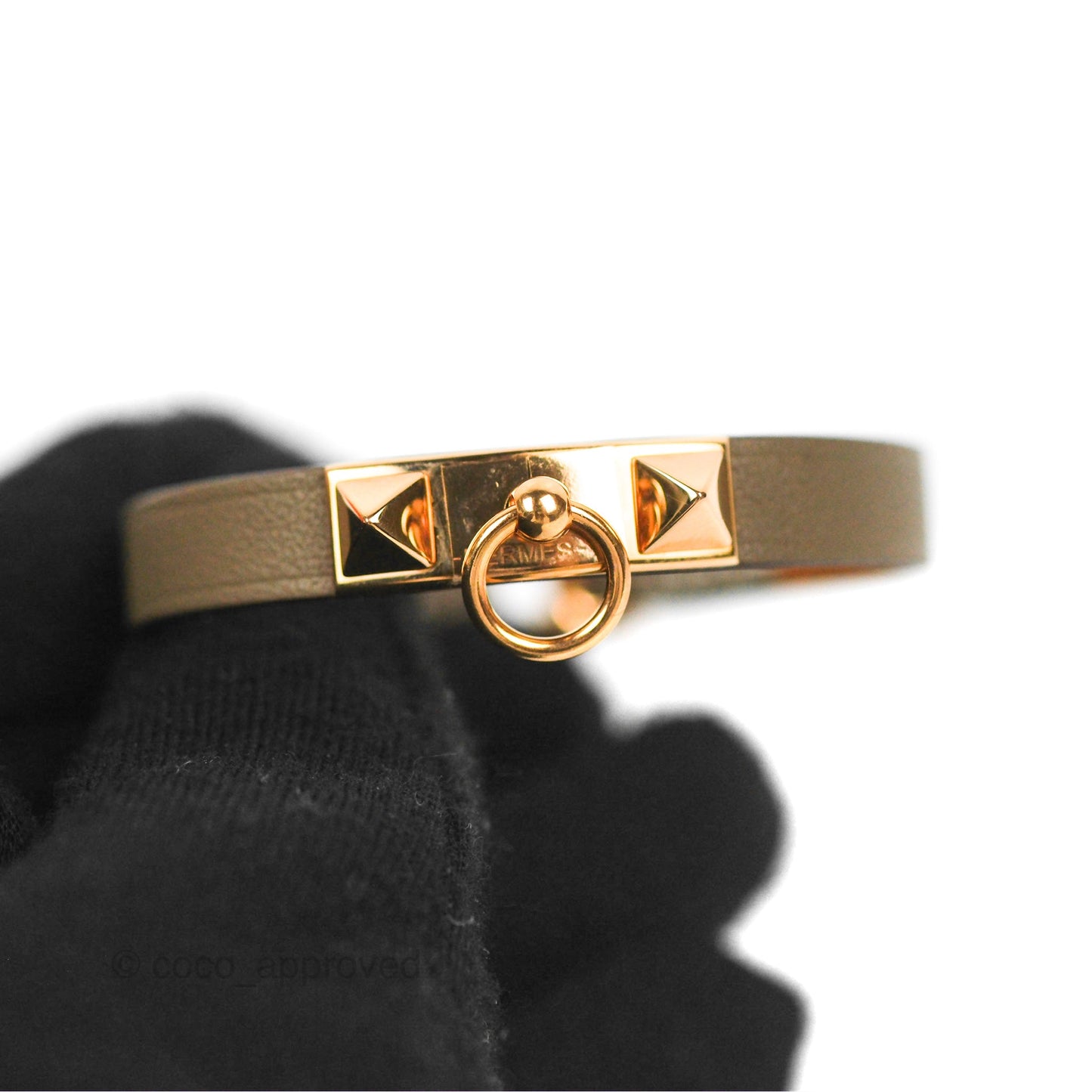 Hermès Rivale Mini Bracelet Etoupe Swift Rose Gold Hardware