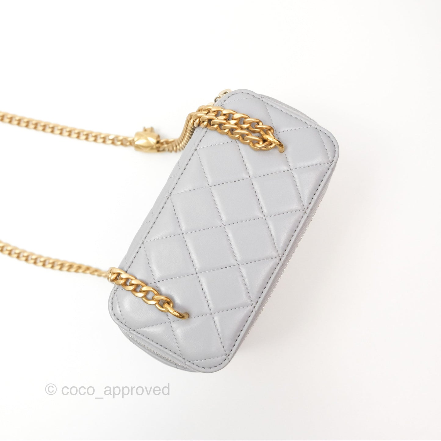 Chanel All Slide Vanity with Adjustable Chain Grey Lambskin Aged Gold Hardware