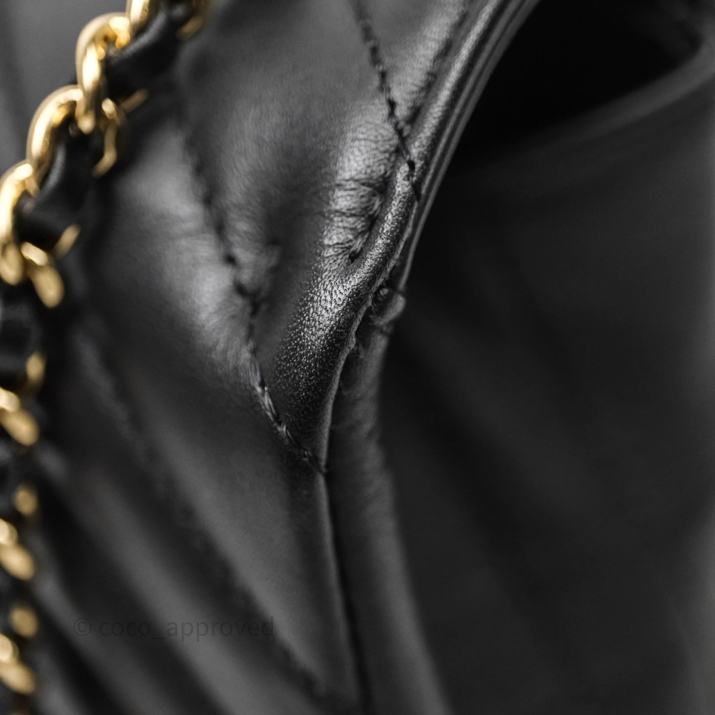 Chanel Black Lambskin Chevron Quilted Statement Flap Bag Light Gold Hardware