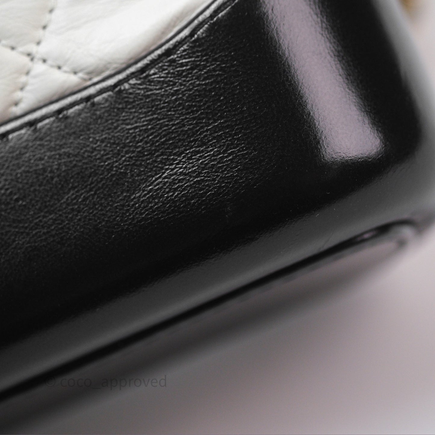 Chanel Small Gabrielle Hobo Quilted Black White Aged Calfskin