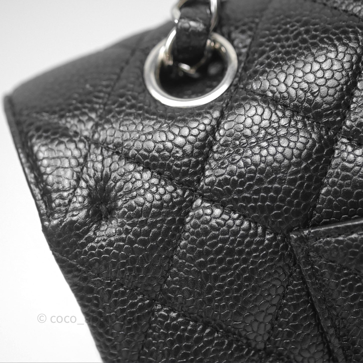 Chanel Classic M/L Medium Flap Quilted Black Caviar Silver Hardware