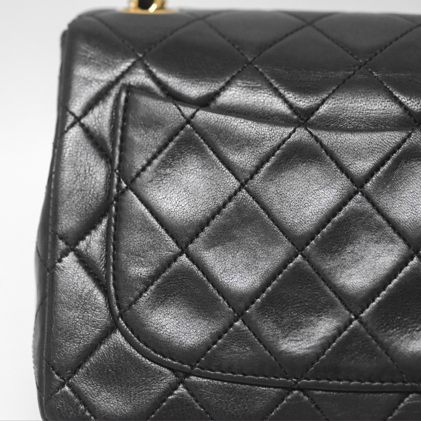 Chanel Vintage Mini Square Black Lambskin 24K Gold Hardware