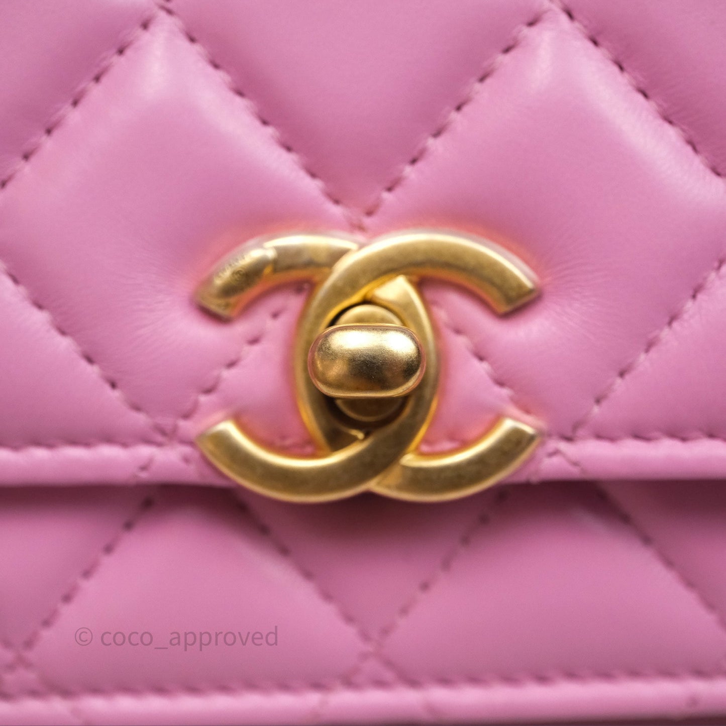 Chanel CC Chain Wallet On Chain WOC Pink Lambskin Aged Gold Hardware