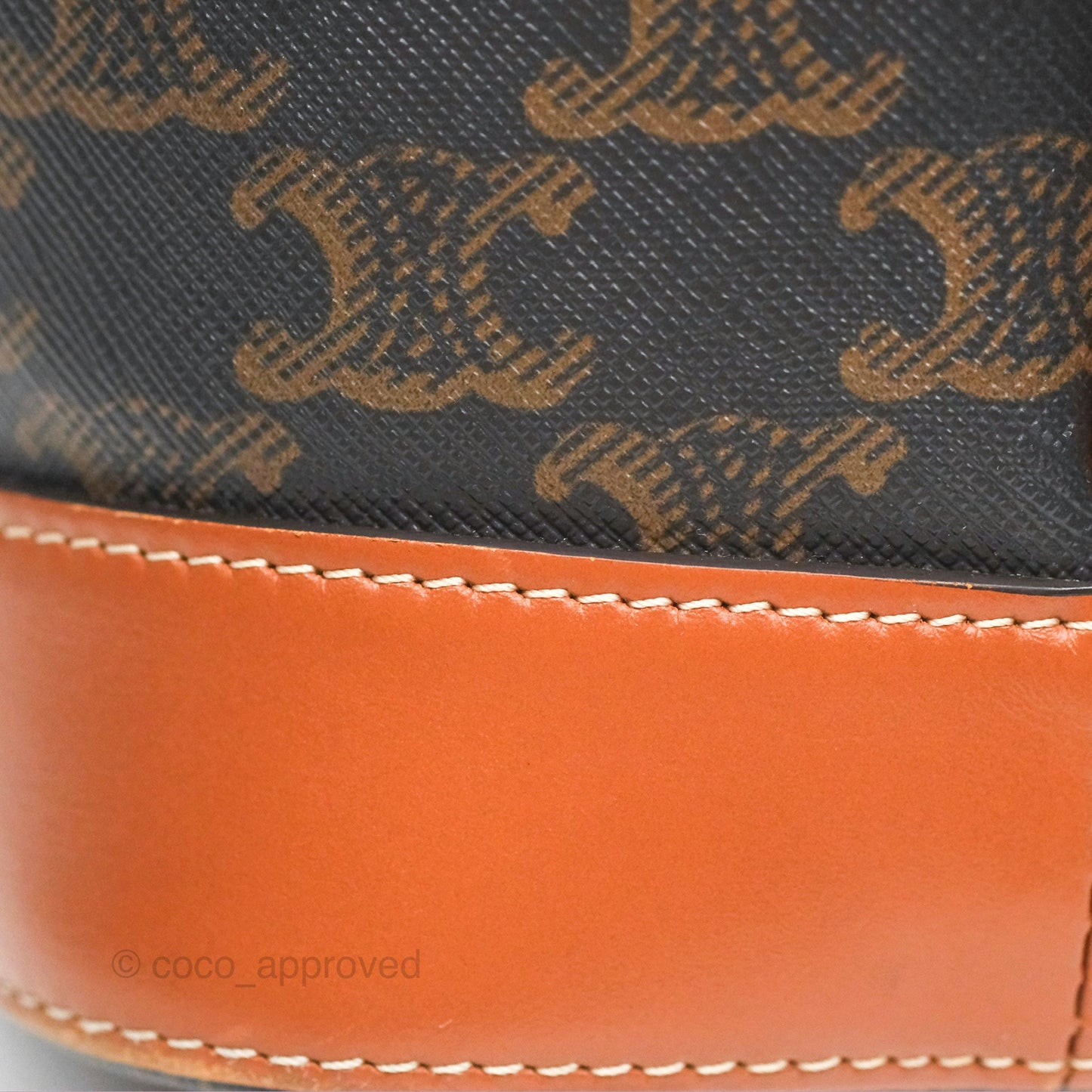 Celine Small Bucket Triomphe Canvas Tan Calfskin