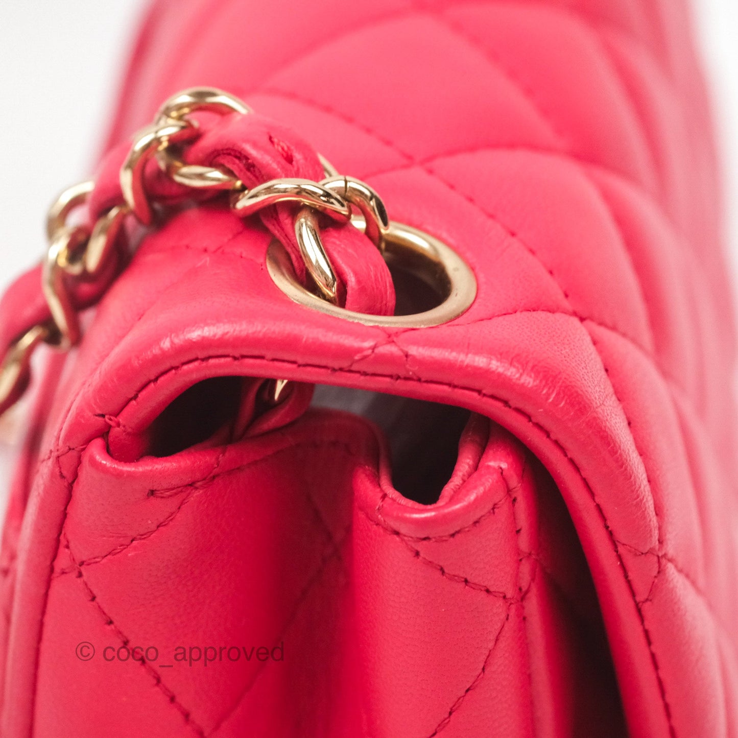 Chanel Mini Square Quilted Red Lambskin Gold Hardware