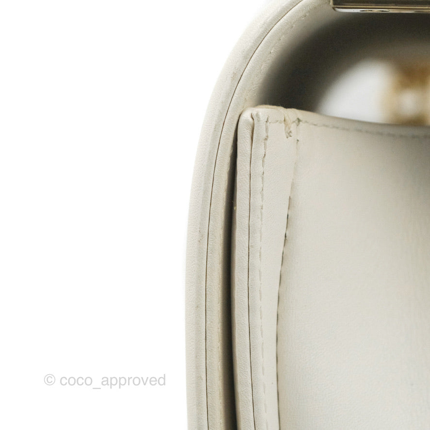 Chanel Medium Boy Bag White Calfskin Gold Hardware