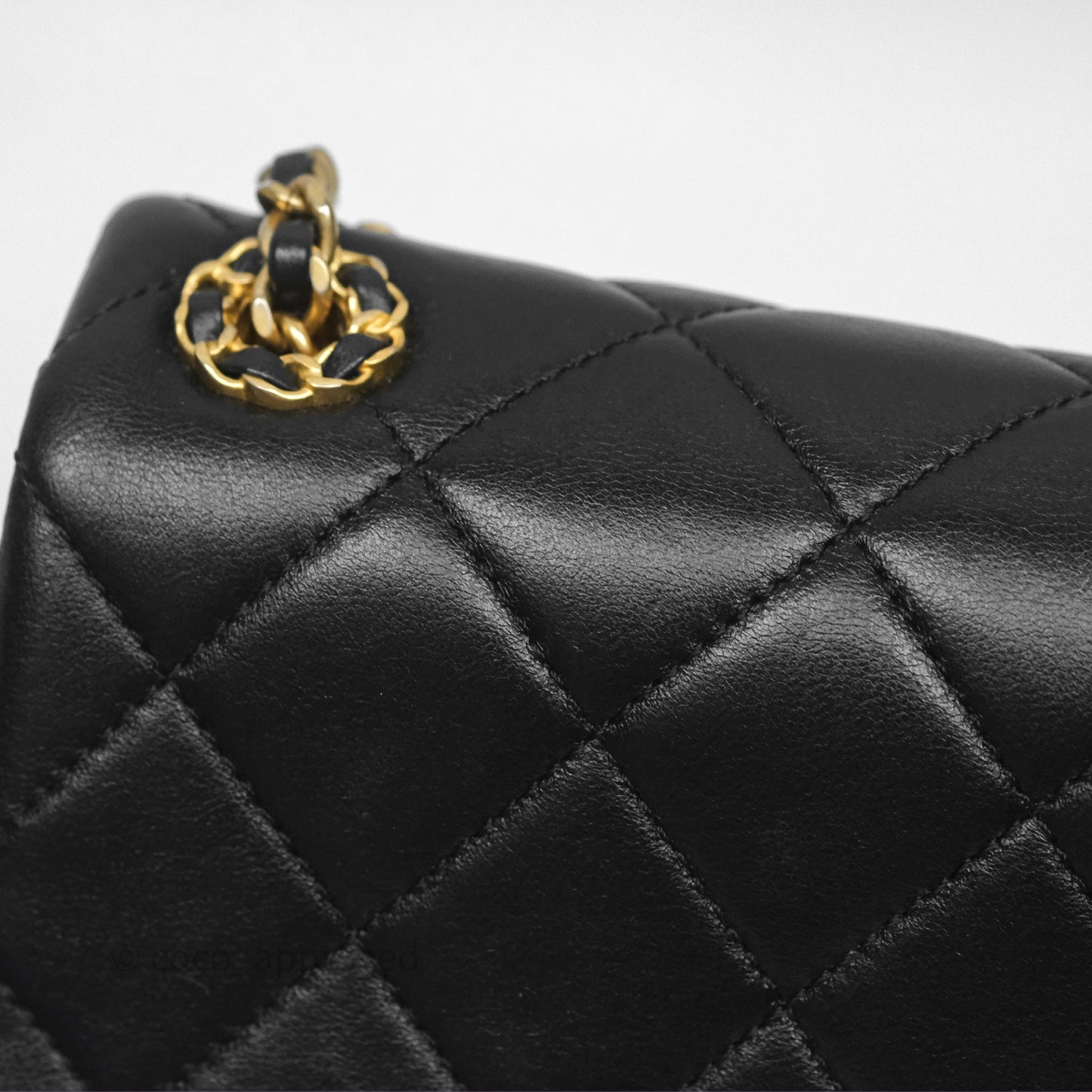 Chanel Flap Bag Black Lambskin Aged Gold Hardware 24P