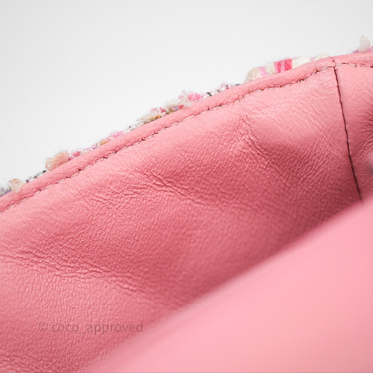 Chanel Mini Rectangular Flap Pink Tweed Braid Gold Hardware