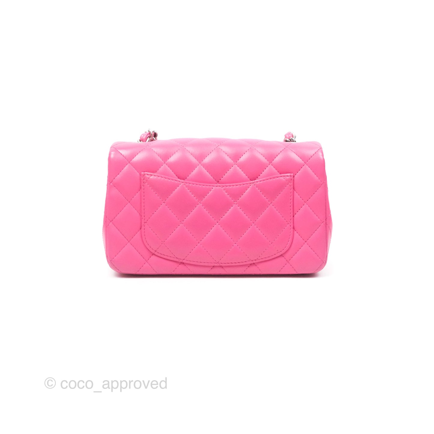 Chanel Quilted Mini Rectangular Flap Pink Lambskin Silver Hardware