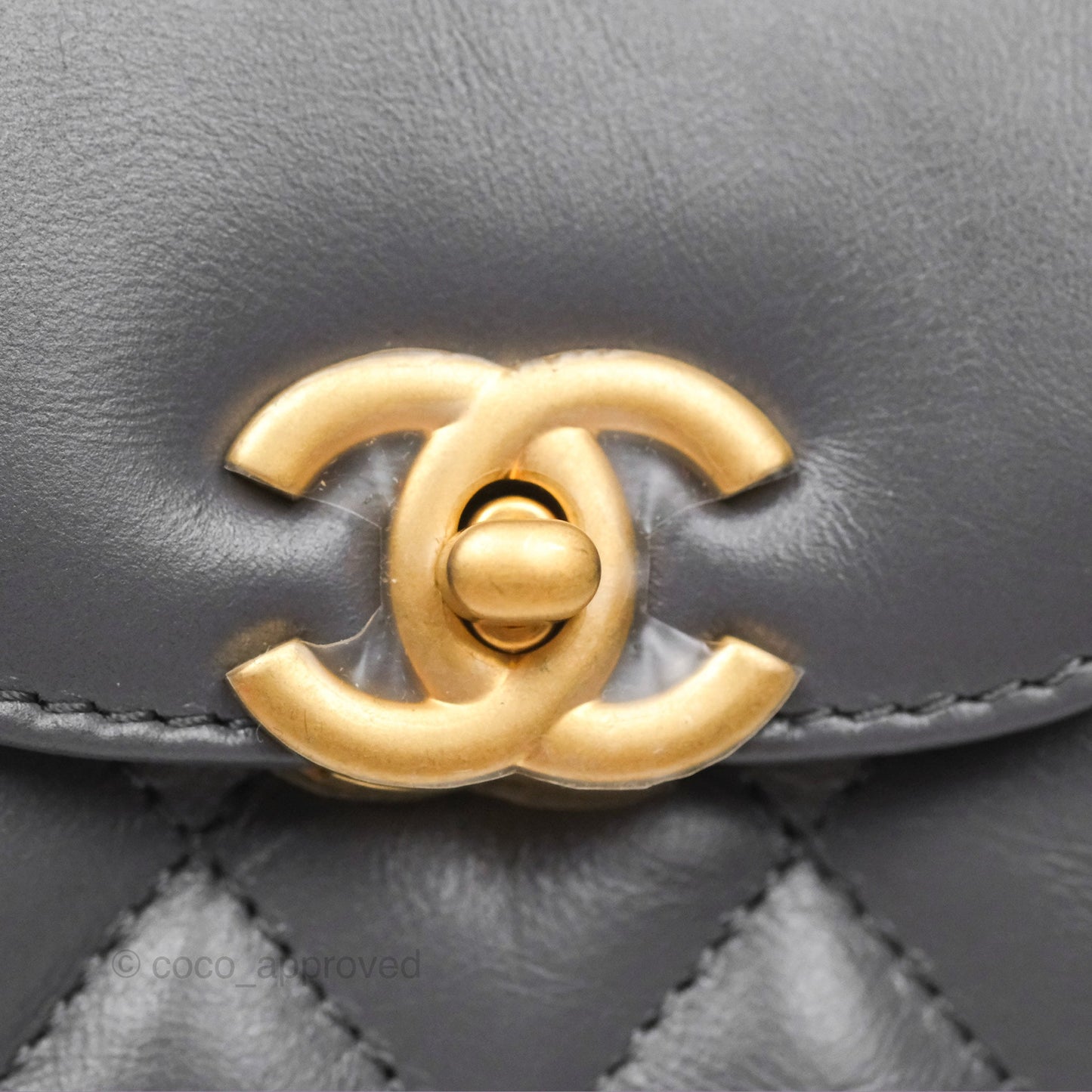 Chanel Kelly Bag Quilted Grey Shiny Calfskin Aged Gold Hardware