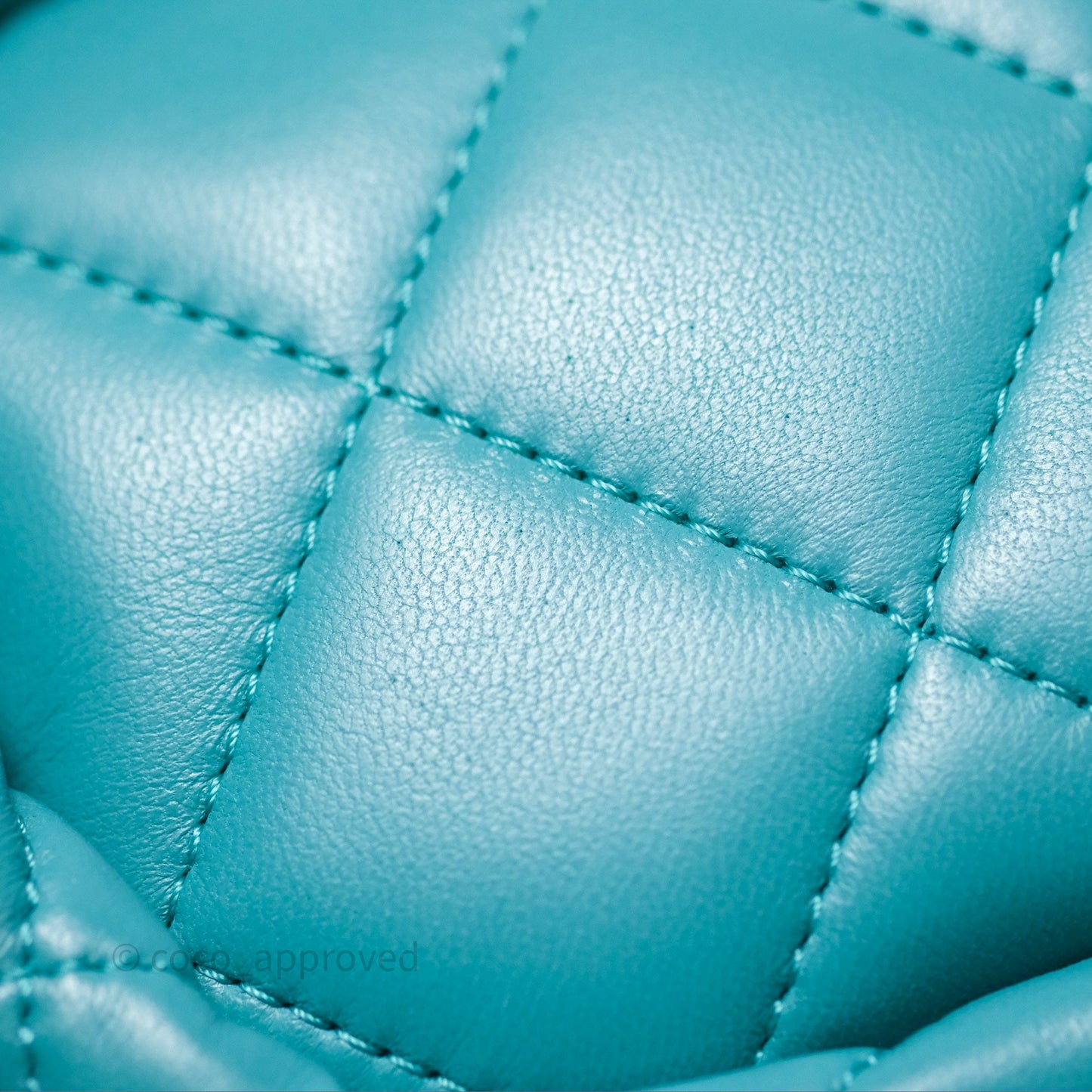 Chanel Pearl CC Drawstring Bucket Bag Teal Green Lambskin Gold Hardware