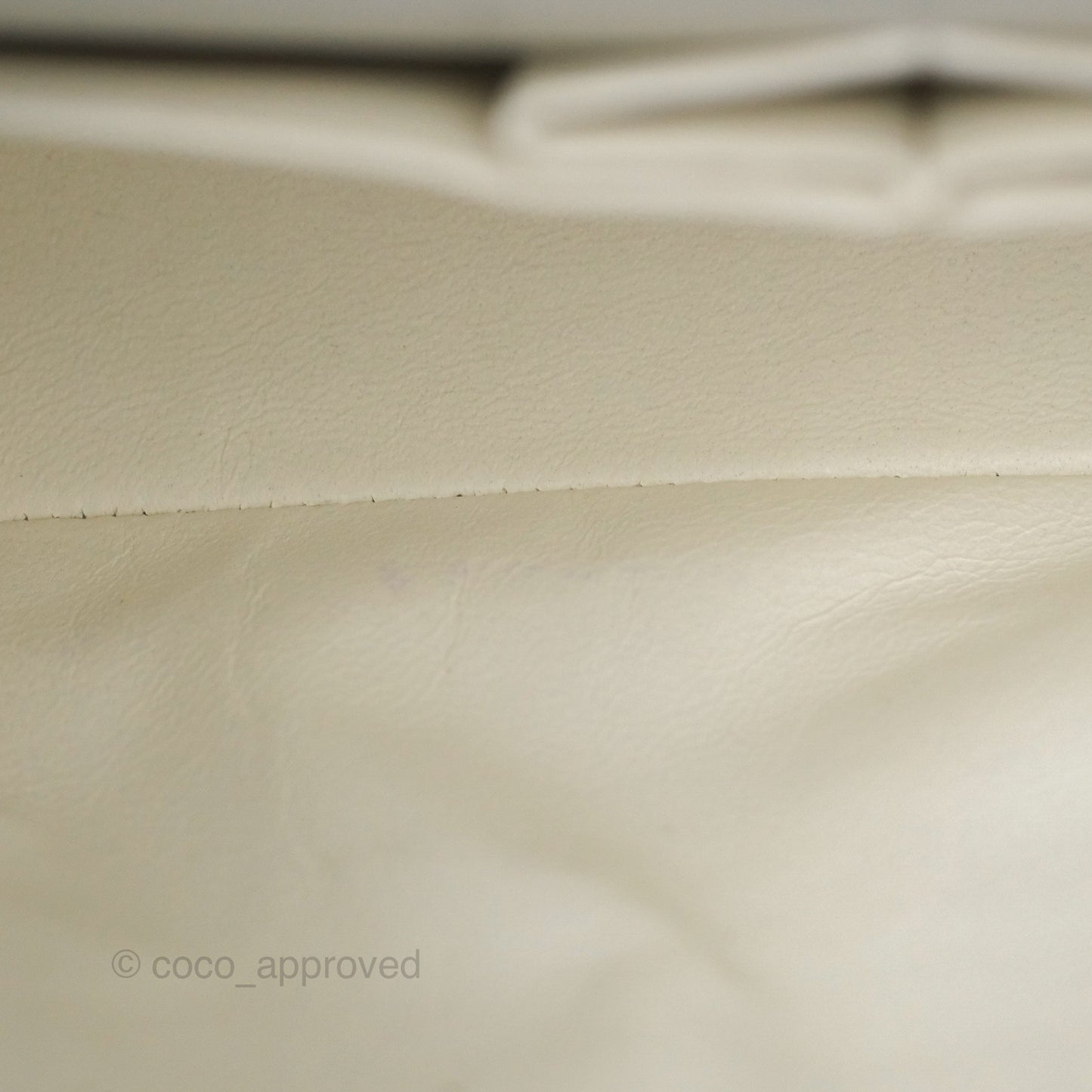 Chanel Classic M/L Medium Flap Quilted White Caviar Silver Hardware