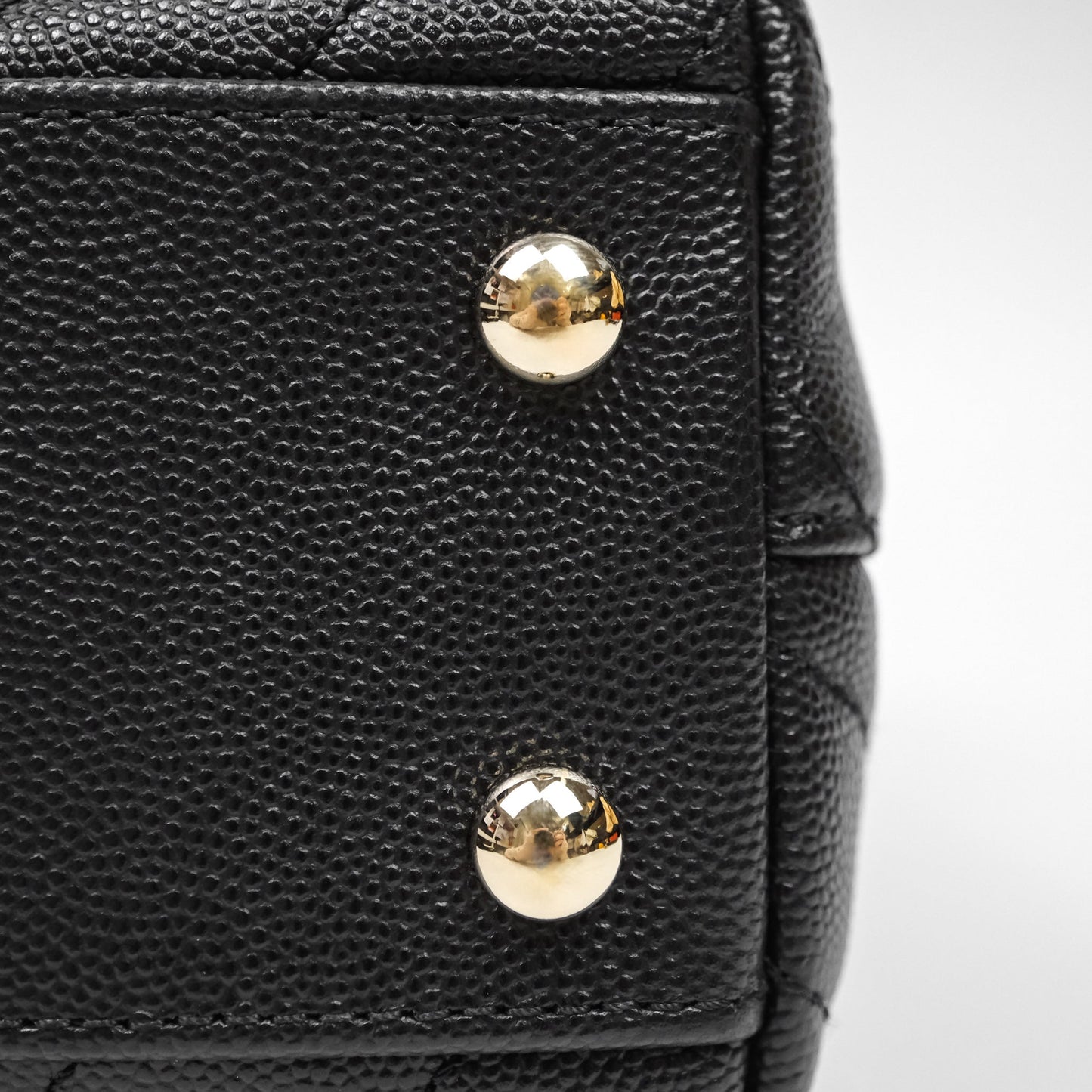 Chanel Small Coco Handle Chevron Black Caviar Gold Hardware Lizard Handle