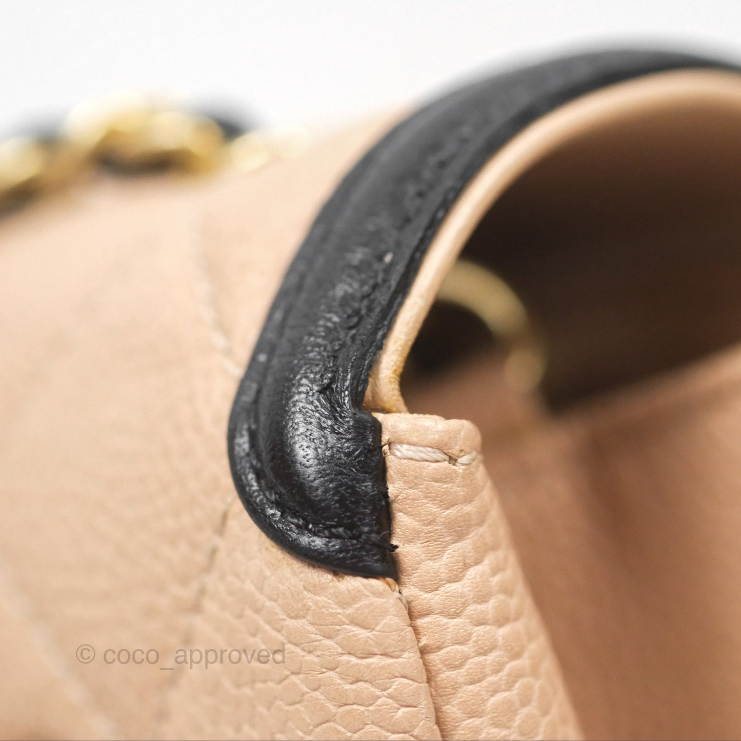 Chanel Quilted Small CC Filigree Flap Beige Black Caviar