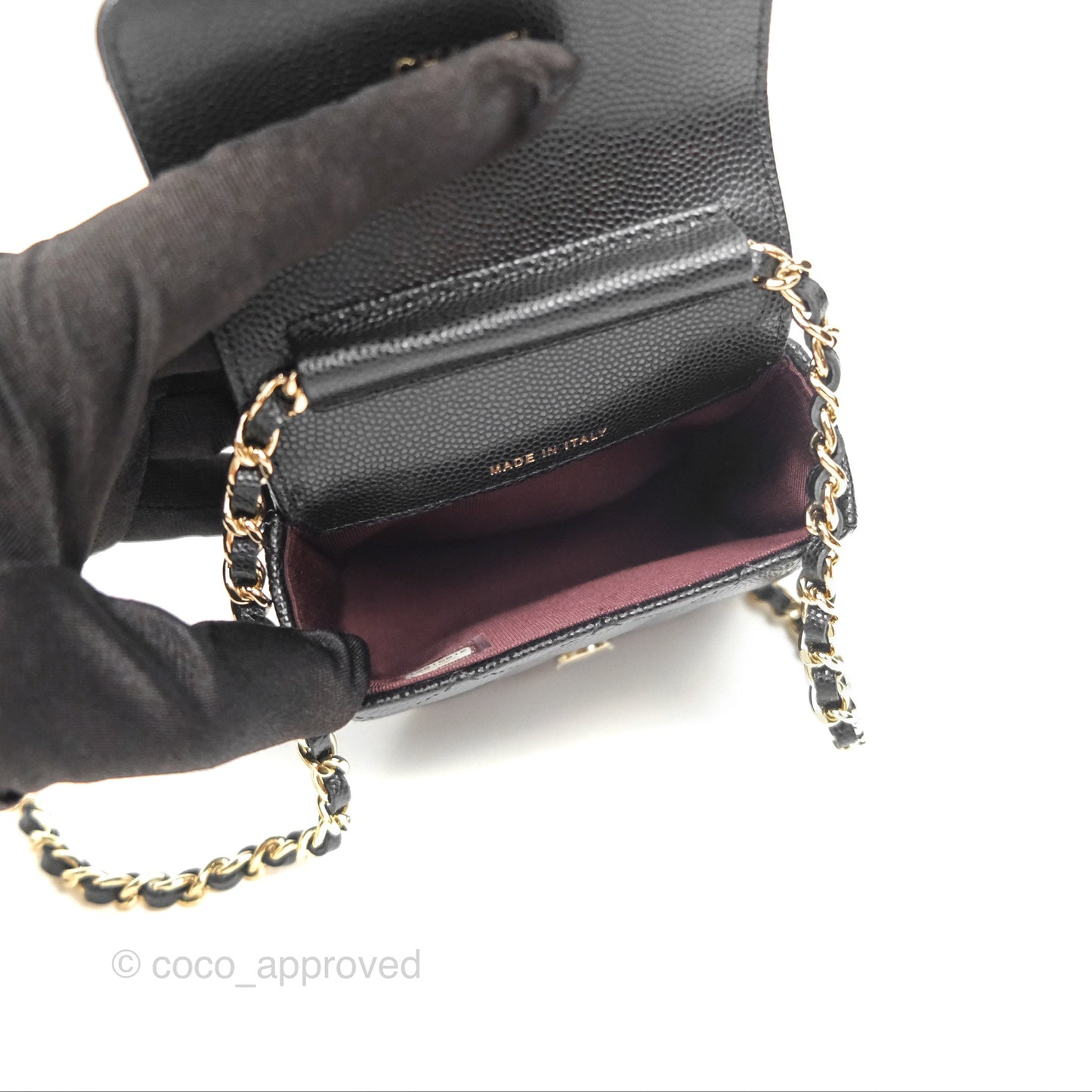 Chanel Mini Clutch With Chain Black Caviar Gold Hardware