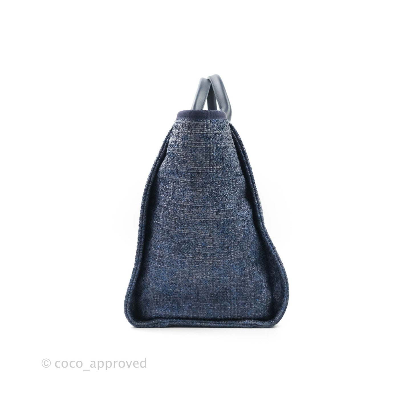 Chanel Large Deauville Navy Blue Canvas Gold Hardware