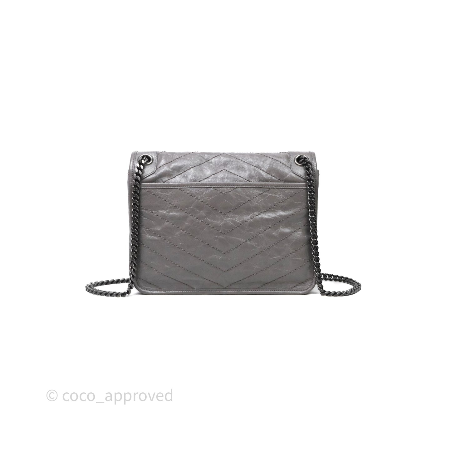 Saint Laurent Medium Niki Chain Bag Crinkled Calfskin Grey