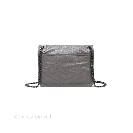 Saint Laurent Medium Niki Chain Bag Crinkled Calfskin Grey