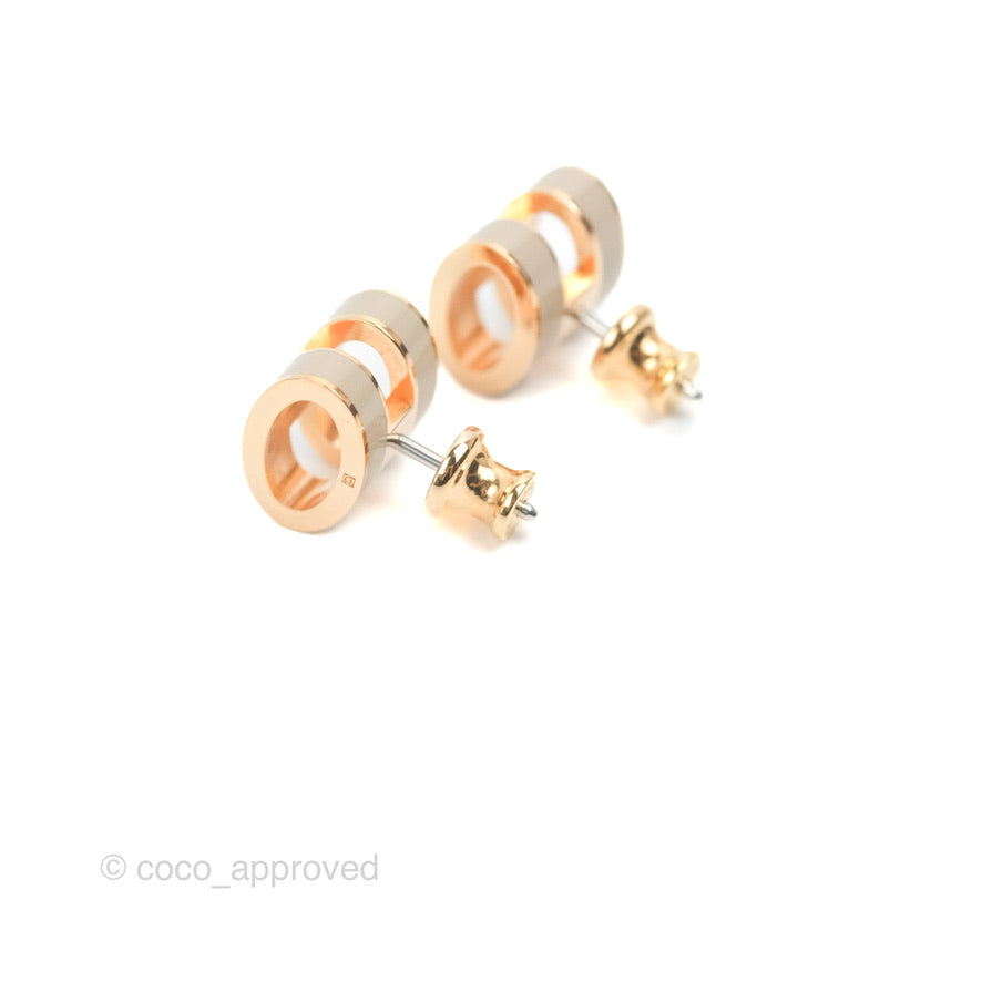 Hermès Pop H Earrings Marron Glace Rose Gold