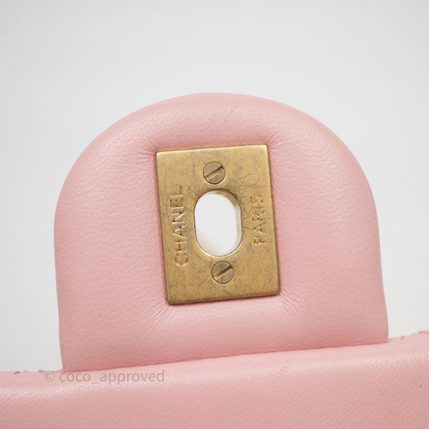 Chanel Quilted Mini Square Flap with Camellia Adjustable Chain Pink Clair Lambskin