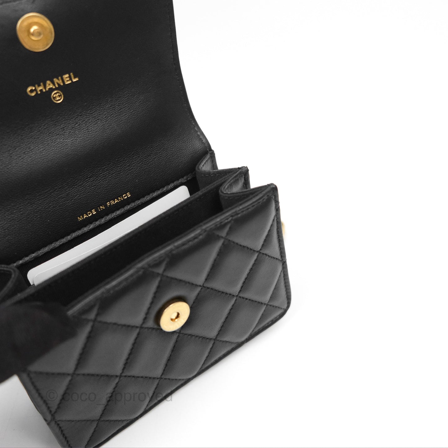 Chanel Top Handle Clutch With Chain Black Lambskin Aged Gold Hardware