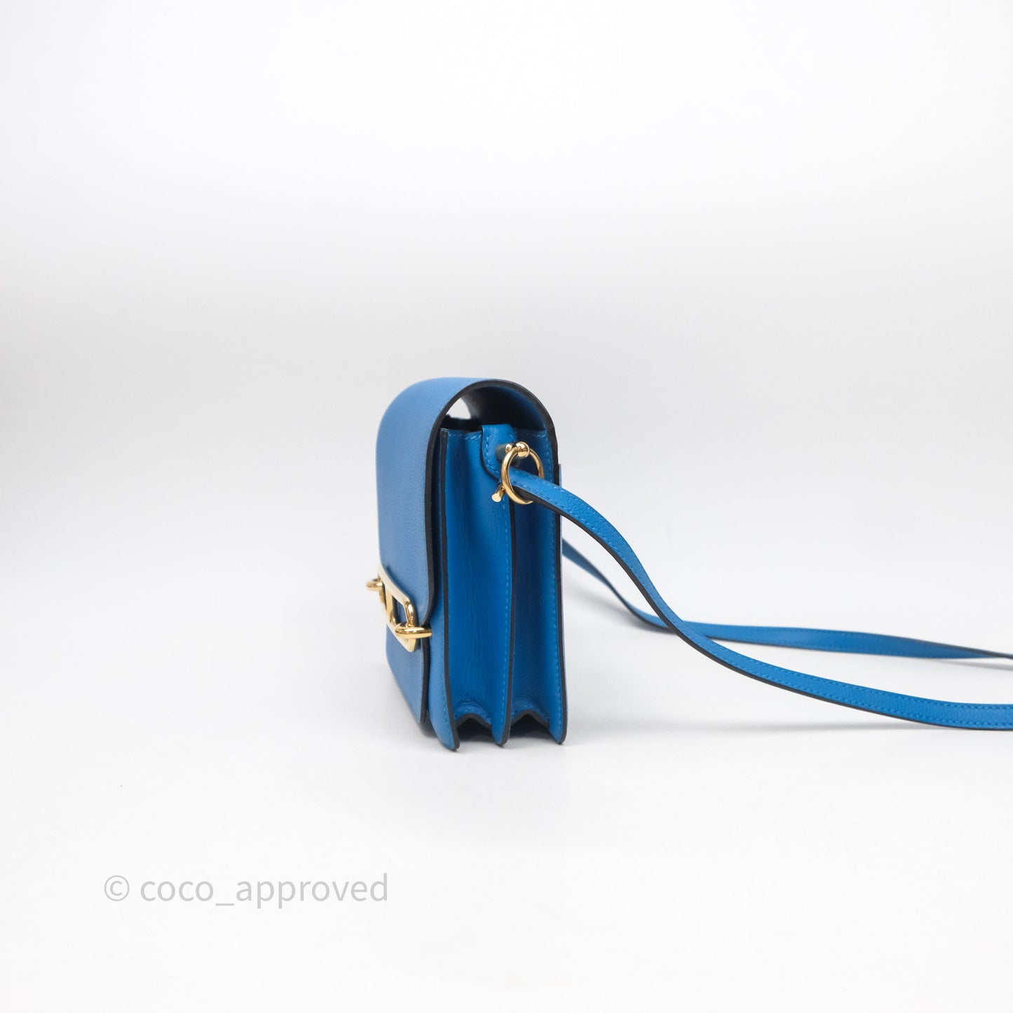 Hermès Roulis Mini 18 Bleu Zanzibar B3 Evercolor Gold Hardware