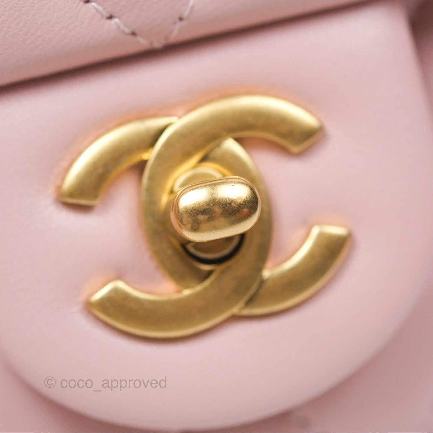 Chanel Pearl Crush Mini Square Quilted Light Pink Lambskin Aged Gold Hardware
