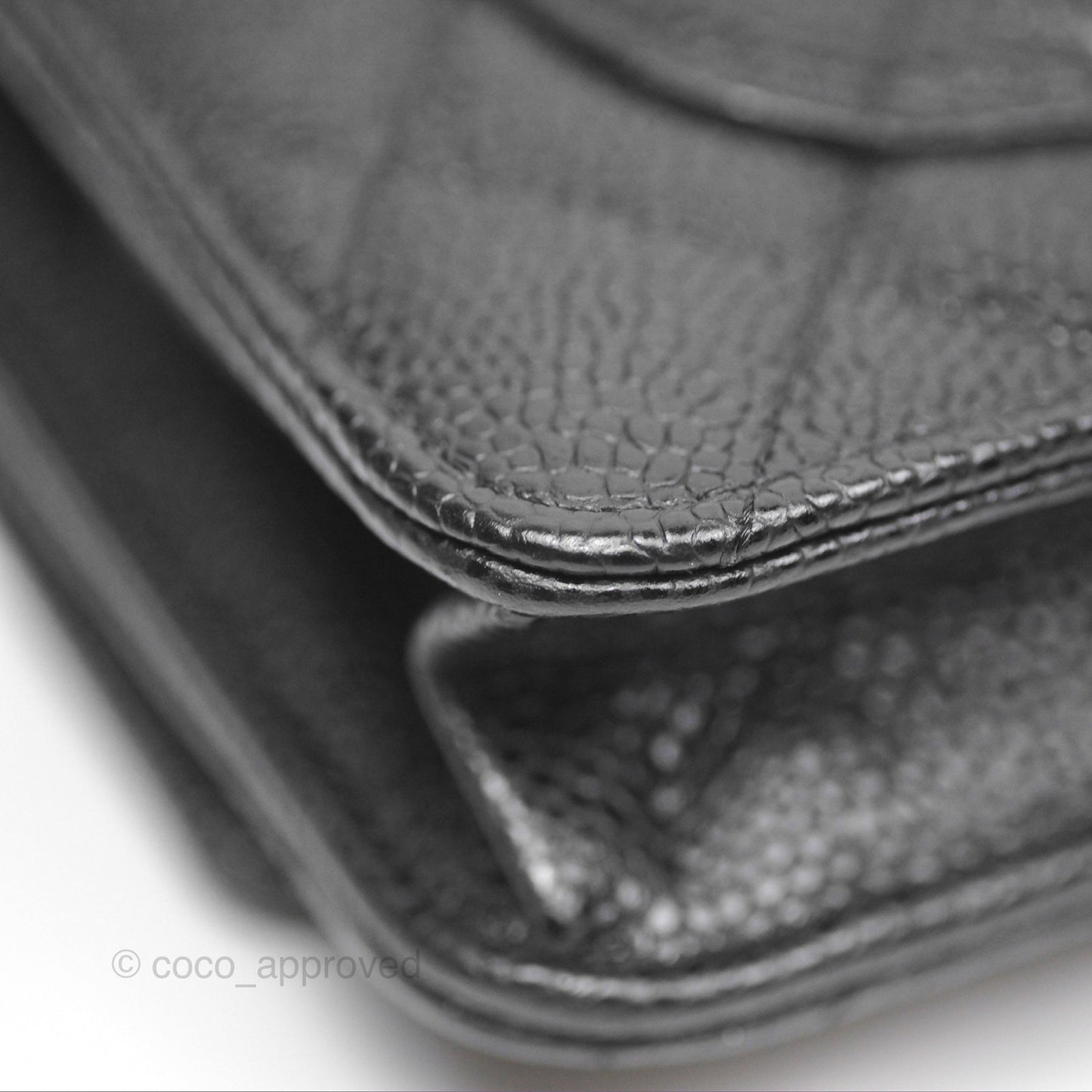 Chanel Quilted Classic Wallet On Chain WOC Black Caviar Silver Hardware