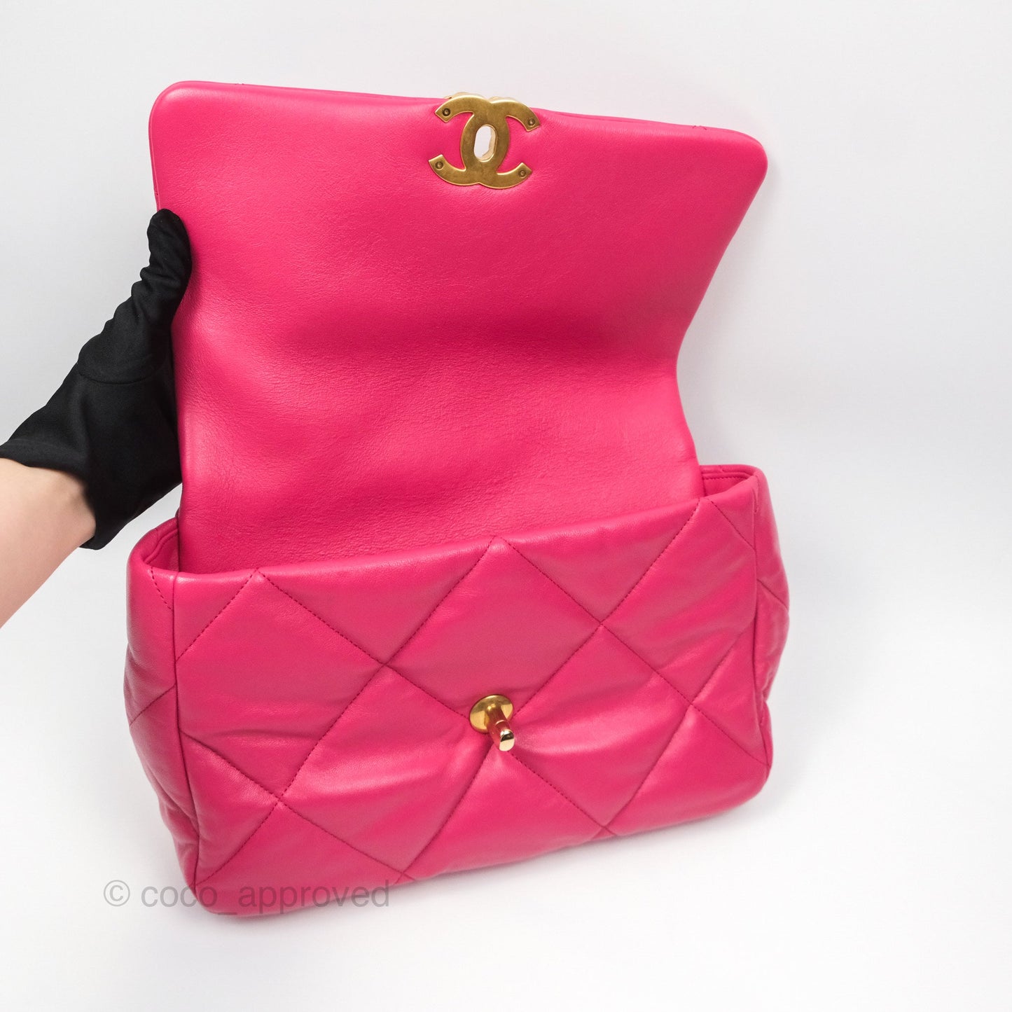 Chanel 19 Large (Medium) Dark Pink Goatskin Mixed Hardware