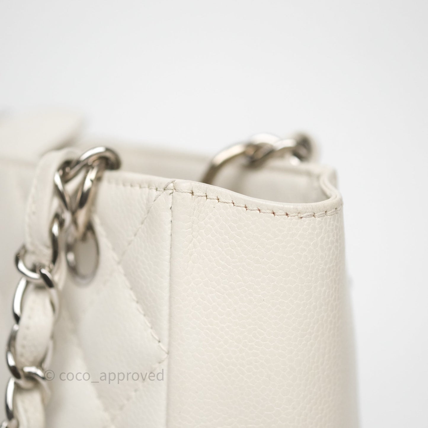 Chanel Vertical GST White Caviar Silver Hardware