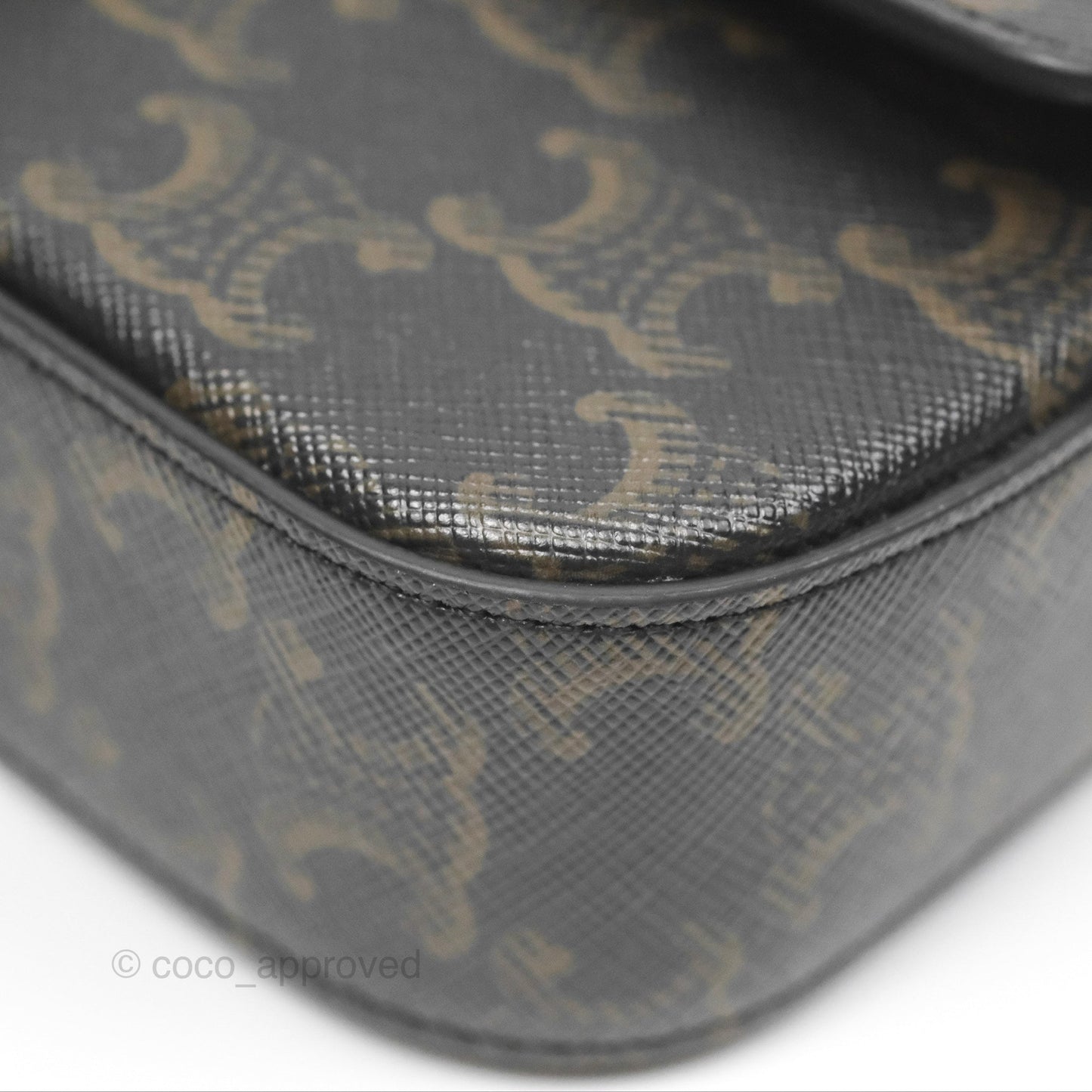 Celine Triomphe Shoulder Bag Tan Calfskin Triomphe Canvas