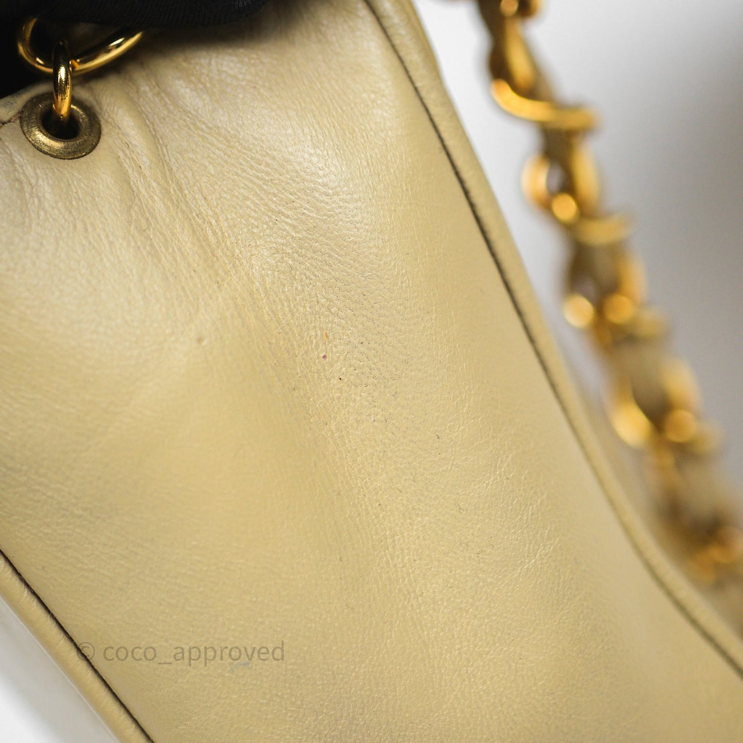 Chanel Vintage CC Flap Bag Beige Lambskin Gold Hardware